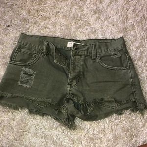 Green denim shorts